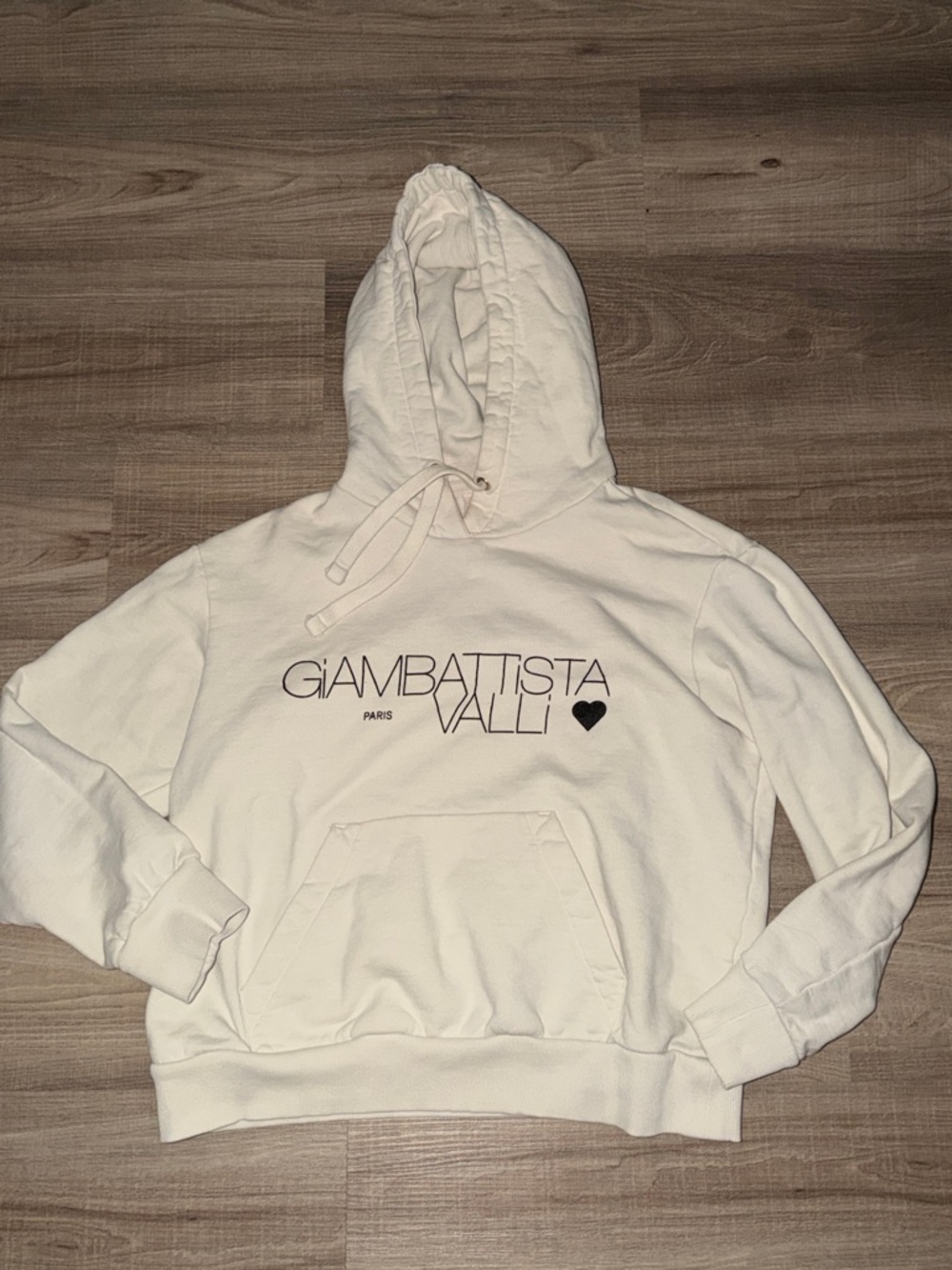 🤍 GIAMBATTISTA VALLI X H&M Cream Logo Hoodie Small 🤍